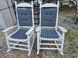 Pair of White Wooden Rocking Chairs w/Cushions