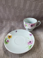 White Ceramic Dragonfly Teacup and Saucer Set