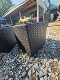 Pair of All-Weather Wicker Planters w/Plastic Inserts