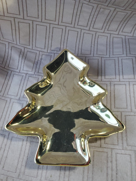 Studio Nova Christmas Shine Gold Toned Ceramic Tree Candy Dish