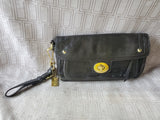 Coach Legacy Hamptons Lindsey Black Turnlock Large Leather Wristlet No. D0893-12450