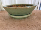Green Glazed Terracotta Planter w/Saucer