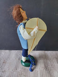(B) Byers' Choice Carolers Colonial Williamsburg Signed "Boy with Kite" Figurine