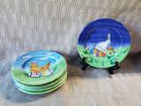 Set of 6 Ceramic Painted Easter Salad Plates