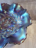 Purple Iridescent Carnival Glass Tri-Footed Candy Dish