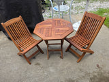 CHILD SIZE Com Teak Folding Table and Chairs Set (3-Pieces)