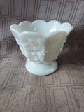 Milk Glass Paneled Grapevine Compote Dish