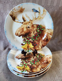 Set of 4 Pier 1 Christmas Moose Salad Plates