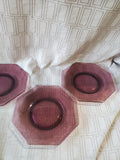 Set of 4 Octagonal Amethyst Glass Salad Plates