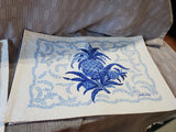 Colonial Williamsburg Blue and White Pineapple Fabric Placemats