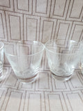 Set of 5 Etched Glass Old Fashioned Whiskey Glasses