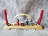 Erzgebirgische Hand Made Wooden Nativity Scene Candle Arch