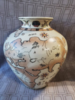 Crackle Glazed Old World Map Vase