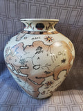 Crackle Glazed Old World Map Vase
