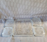 Vintage 5 Piece Embossed Glass Relish Dish Set