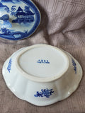 Asian Inspired Blue and White Porcelain Covered Butterfly Handle Serving Dish