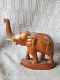 Set of 3 Carved Wood Elephant Figurines