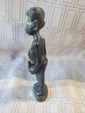 (B) Hand Carved Ebony Wood African Folk Art Statue