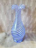 Pasabahce Blue Spiral Art Glass Bud Vase