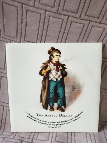 (D) Charles Dickens Ceramic "The Artful Dodger" Character Tile
