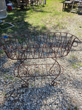 Wraught Iron Rusted Oval Curl Plant Stand