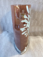 Brown and Blue Floral Glass Vase