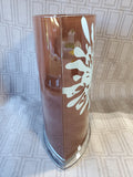 Brown and Blue Floral Glass Vase