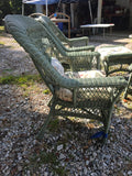 Green All Weather Wicker Chairs(2), Ottoman and Coffee Table