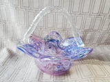 Glass Swirl Pattern Basket Candy Dish