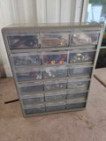 Garage Organizer Storage Box w/Drawers Full of Hardware