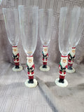 Lot of Gorham Santa Champagne Flutes