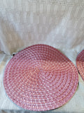 Set of 4 Round Red Woven Placemats