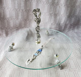 International Silver Company Glass Cheese Plate with Cheese Knife