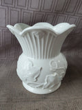 Villa Verde White Embossed Ceramic Vase