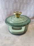 Smith & Clark Ironworks Cast Iron 1 Quart Green Dutch Oven