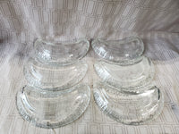 Set of 6 Clear Glass Crescent Shaped Plates
