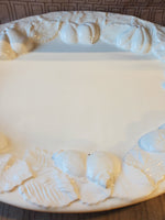 White Embossed Fruit Ceramic Serving Platter