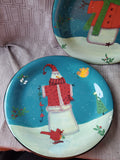 Set of 4 Certified International Snowman Dinner Plates