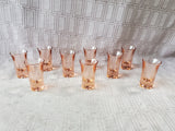 Lot of 9 Pink Shot Glasses