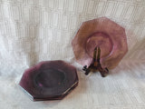 Set of 4 Octagonal Amethyst Glass Salad Plates
