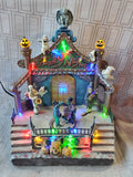 LED Village "Spooky Night Dancing Scene" Lighted Figurine WORKS (C)