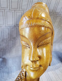 Asian Inspired Hand Carved Wood Woman Bust