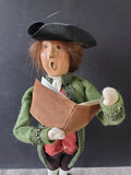 (D) Byers' Choice Carolers Colonial Williamsburg Signed "Man Holding Music Book" Figurine