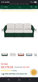 Lloyd Flanders Green Wicker Sofa w/Floral Cushions
