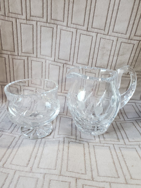 Heavy Clear Glass Creamer and Sugar Set