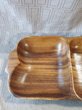 Carved Wooden 2 Sectioned Rectangular Platter