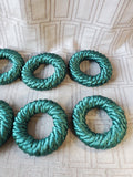 Set of 6 Round Green Fabric Napkin Rings