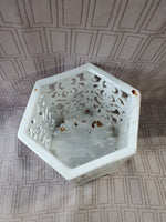 White Ceramic Hexagonal Candle Holder