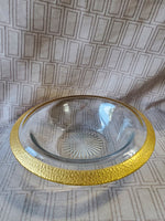 Clear Glass and Gold Toned Rim Candy Bowl