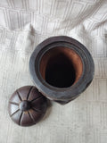 Hand Carved Wooden Face Jar